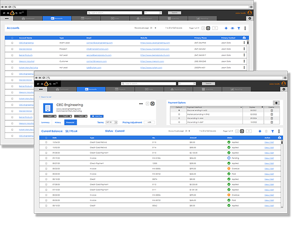 PrismHQ inventory management system - account management screens