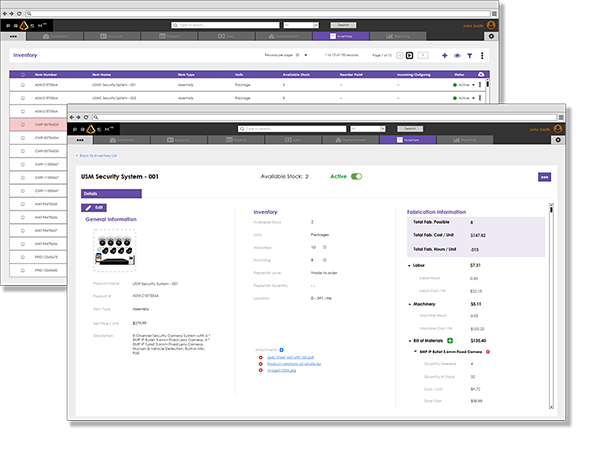 PrismHQ Inventory management system - inventory screens