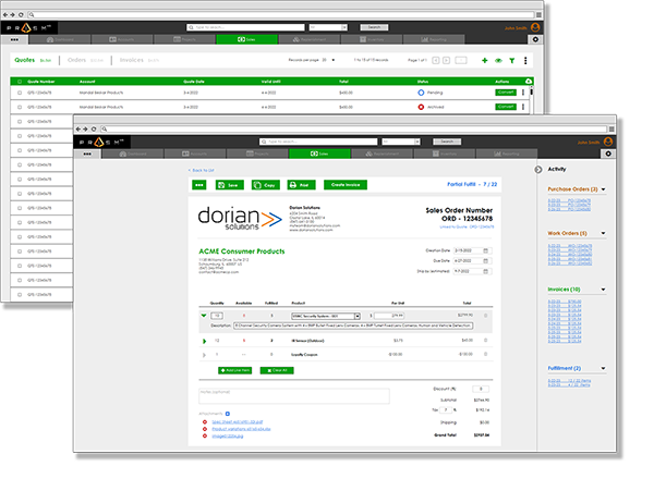 PrismHQ inventory management system - sales order and invoice management screens